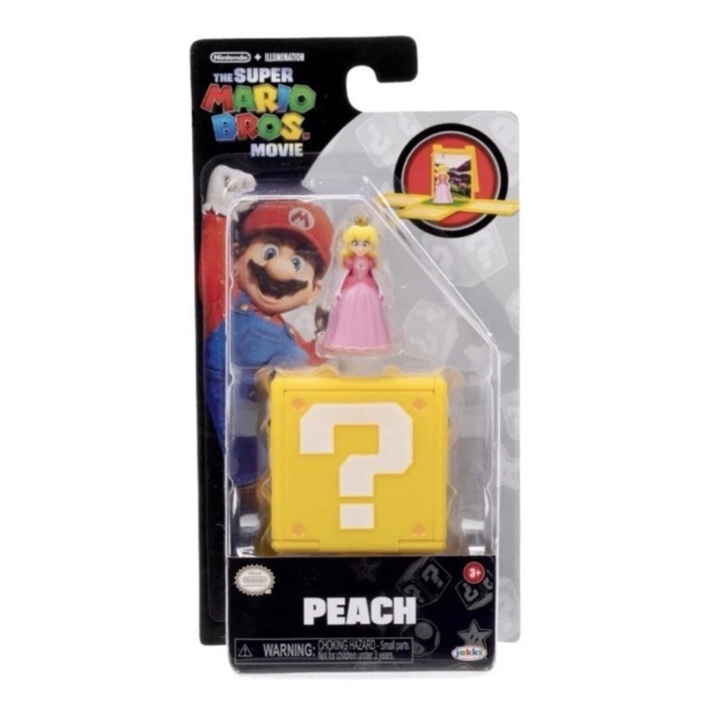 The Super Mario Bros Movie 1.25" Mini Princess Peach Figure with Question Block